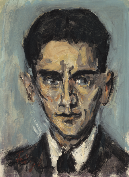 Gemälde mit dem Titel "Porträt Franz Kafka" von Friedrich Feigl aus dem Jahr 1940